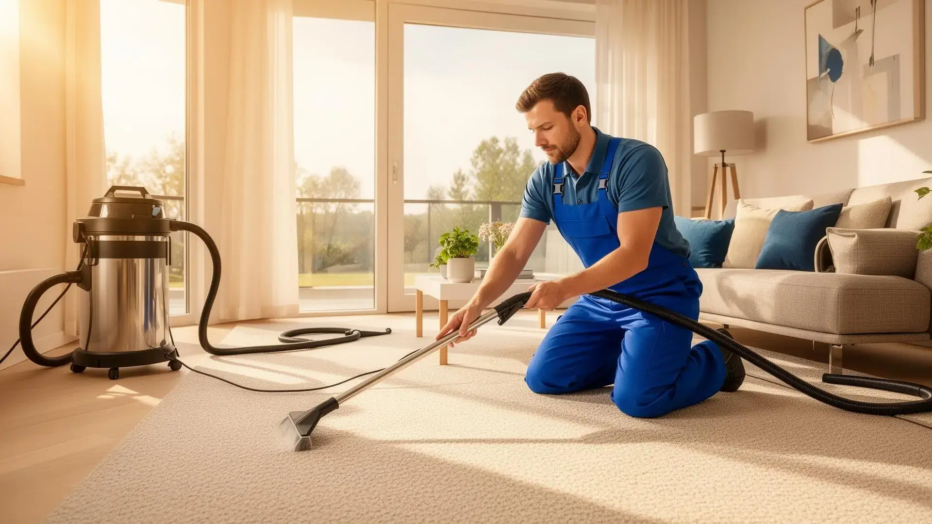 Professional carpet cleaning technician